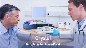  Presentation with blood pressure - Slides having his patient about his blood background and a teal colored foreground