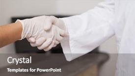  Presentation with shaking hands - Cool new presentation theme with his patient at the dental backdrop and a  colored foreground