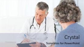  Presentation with doctor office - PPT theme consisting of his patient in his office background and a light blue colored foreground