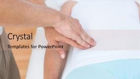  Presentation with patients - Slide set having his patients stomach in medical background and a coral colored foreground