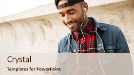  Presentation with africa music - Slide deck with his phone while listening music background and a  colored foreground