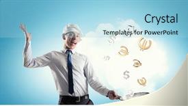  Presentation with recipe - Slides featuring his recipe of money earning mixed media background and a light blue colored foreground