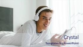  Presentation with old music - Beautiful presentation design featuring his room boy wearing dental backdrop and a sky blue colored foreground