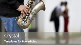  Presentation with romantic - Presentation theme consisting of his saxophone while a romantic background and a gray colored foreground