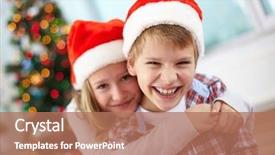  Presentation with portrait happy family smiling - Beautiful theme featuring his sister embrace on christmas backdrop and a coral colored foreground