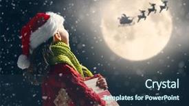  Presentation with child enjoy - Colorful slides enhanced with his sleigh against moon backdrop and a tawny brown colored foreground