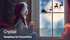  Presentation with child enjoy - Amazing theme having claus flying in his sleigh backdrop and a  colored foreground