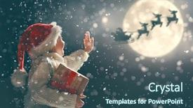  Presentation with child enjoy - Colorful presentation design enhanced with his sleigh against moon backdrop and a  colored foreground
