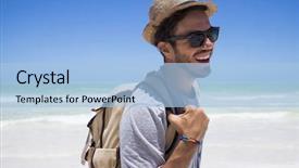  Presentation with smart - Slides consisting of his smart phone on holidays background and a light blue colored foreground