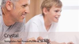  Presentation with video game 3d play games - Amazing theme having his son playing video game backdrop and a coral colored foreground