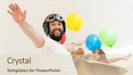  Presentation with father - Audience pleasing presentation theme consisting of his son playing with ballon backdrop and a lemonade colored foreground