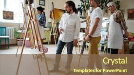  Presentation with consulting - Amazing presentation theme having his students in art backdrop and a tawny brown colored foreground