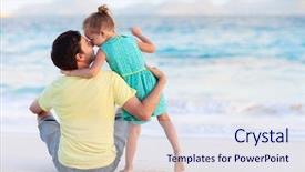  Presentation with daughter - Slide set consisting of his sweet little daughter background and a sky blue colored foreground