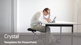  Presentation with posture - Amazing slide set having his tablet in his office backdrop and a gray colored foreground
