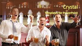  Presentation with victory team - Presentation theme enhanced with white persian cat walking on green grass background and a mint green colored foreground