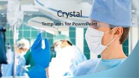  Presentation with operating room - Slide deck with his team in operation room background and a light blue colored foreground