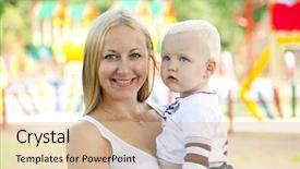  Presentation with neonatal nurse baby hand mother - Theme with his two year old son background and a  colored foreground