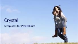  Presentation with wife - Audience pleasing theme consisting of his wife a piggy back backdrop and a sky blue colored foreground