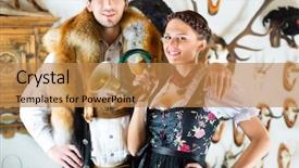  Presentation with antlers - PPT layouts consisting of his wife and a bugle background and a coral colored foreground