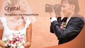  Presentation with wife - Slides featuring his wife on wedding background and a lemonade colored foreground