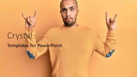  Presentation with rock - Presentation design featuring hispanic-adult-man-doing-rock background and a yellow colored foreground