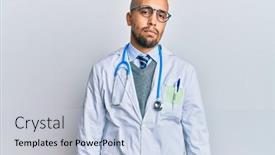  Presentation with hispanic - Beautiful slide set featuring hispanic-adult-man-wearing-doctor backdrop and a light blue colored foreground