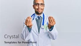  Presentation with payment - Amazing presentation having hispanic-adult-man-wearing-doctor backdrop and a light blue colored foreground