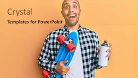  Presentation with graffiti - Slides having hispanic-adult-skater-man-holding background and a yellow colored foreground