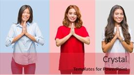  Presentation with african american women - Amazing slide deck having hispanic african american asian indian backdrop and a red colored foreground