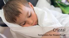  Presentation with airplane runway flight - Amazing slide deck having hispanic baby - kid sleeping inside the airplane backdrop and a coral colored foreground