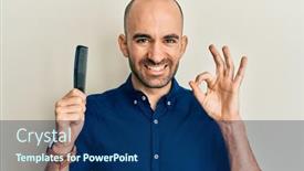  Presentation with bald - Beautiful PPT layouts featuring hispanic-bald-man-holding-comb backdrop and a navy blue colored foreground