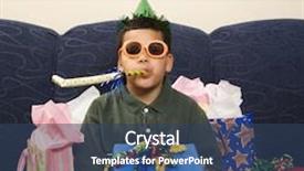  Presentation with birthday boy - Presentation theme having hispanic-boy-with-birthday-party background and a ocean colored foreground