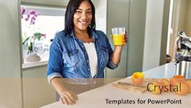  Presentation with drinking glass - Slide set consisting of hispanic-brunette-woman-drinking background and a coral colored foreground