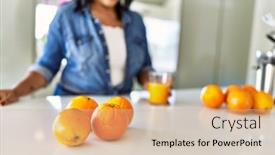  Presentation with drinking glass - Presentation with hispanic-brunette-woman-drinking background and a coral colored foreground