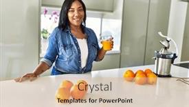  Presentation with drinking glass - PPT layouts with hispanic-brunette-woman-drinking background and a coral colored foreground