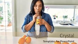  Presentation with drinking glass - Slide set enhanced with hispanic-brunette-woman-drinking background and a coral colored foreground