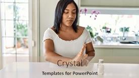  Presentation with salt - Theme with hispanic-brunette-woman-rejecting-salt background and a mint green colored foreground