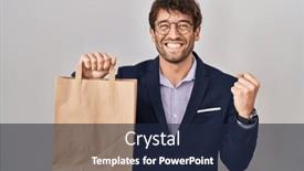  Presentation with business success - Presentation theme featuring hispanic-business-man-holding-delivery background and a wine colored foreground