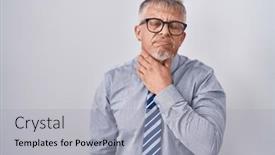  Presentation with sore throat - PPT theme having hispanic-business-man-with-grey background and a light gray colored foreground