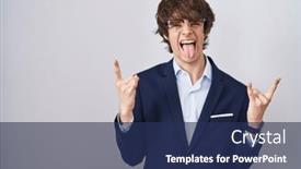  Presentation with music business - Presentation enhanced with hispanic-business-young-man-wearing background and a navy blue colored foreground