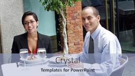  Presentation with sharing - Presentation theme with hispanic couple sharing in a restaurant background and a light blue colored foreground