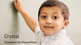  Presentation with school children - Audience pleasing presentation theme consisting of hispanic culture - children at school classroom backdrop and a soft green colored foreground