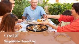  Presentation with generation - PPT theme consisting of hispanic culture - multi generation family enjoying meal background and a coral colored foreground