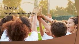  Presentation with team training - Presentation design featuring hispanic culture - youth football team training together background and a yellow colored foreground