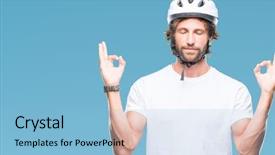  Presentation with triathlon professional cyclist man cycling - Cool new PPT theme with hispanic cyclist man wearing safety backdrop and a  colored foreground