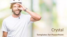  Presentation with triathlon professional cyclist man cycling - Beautiful presentation featuring hispanic cyclist man wearing safety backdrop and a cream colored foreground