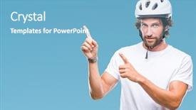  Presentation with triathlon professional cyclist man cycling - Beautiful PPT theme featuring hispanic cyclist man wearing safety backdrop and a light blue colored foreground