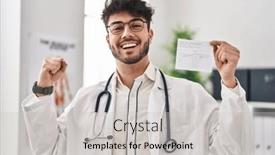  Presentation with record - Slides having hispanic-doctor-man-with-beard background and a  colored foreground