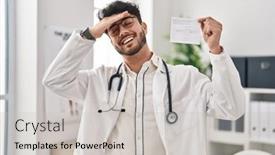  Presentation with beard - Presentation consisting of hispanic-doctor-man-with-beard background and a  colored foreground