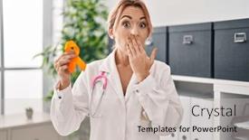  Presentation with awareness - Presentation theme with hispanic-doctor-woman-holding-awareness background and a  colored foreground